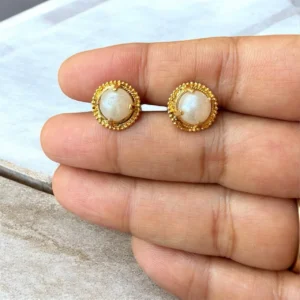 Gold Plated Pearl Stud Earrings – ADGE273 Gold Plated Pearl Stud Earrings - ADGE273