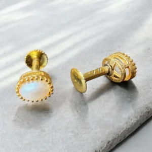 Gold Plated Pearl Stud Earrings - ADGE274