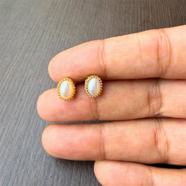 Gold Plated Pearl Stud Earrings - ADGE274