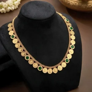 Gold Plated Lakshmi Coin with Palakka Round Design Necklace - ADGN254