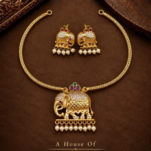 Antique Gold Finish Elephant Design necklace - ADAN276