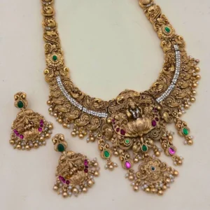 Antique Multi Color Stone Lakshmi Design Long Haram - ADAH247
