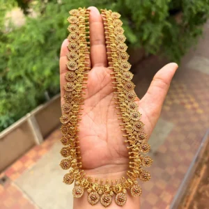 Antique Gold Finish Peacock with multicolor stone Haram - ADSN270