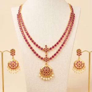 Antique Non Idol Kemp Stone Double Layer Vintage Necklace - ADSN282