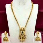 Antique Matt Finish Tirupati Vengadachalapathi Pendant Short Haram - ADMH284