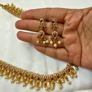 Antique Multi Color Stone and Pearl Dropping Long Haram - ADLH244