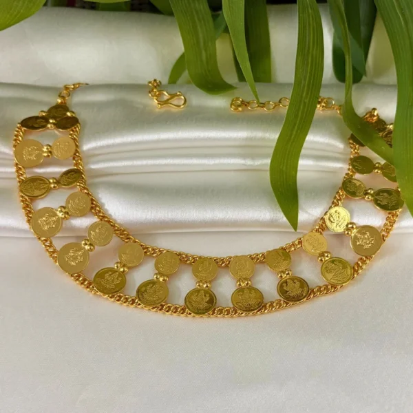 Gold Plated Lakshmi Coin Necklace/Chocker - ADGN291