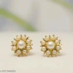 Gold Plated Pearl Stud Earrings - ADGE301