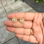 Gold Plated Pearl Stud Earrings - ADGE301