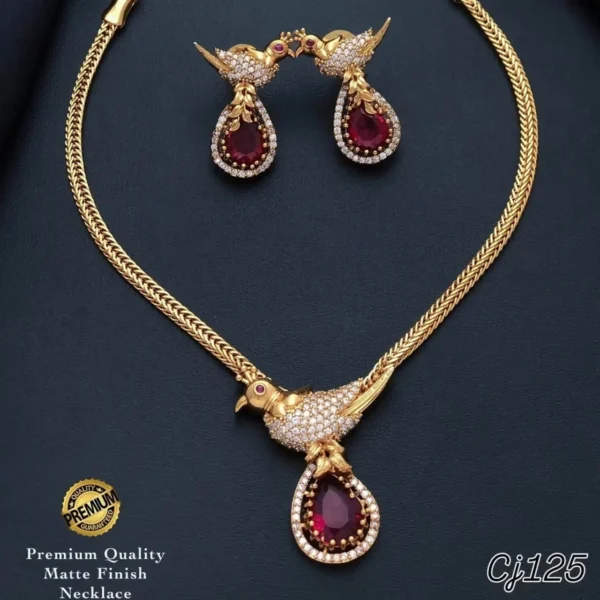 Antique Bird Design Necklace With Drop Earrings Perfect for Traditional and Function wear ADAN302.
