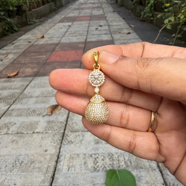 Gold Plated With AD Stone Big Size Pendant - ADGP307