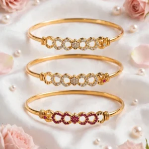 Gold Plated with AD Stone Free Size (2.10) Bracelet Bangle - ADGB309