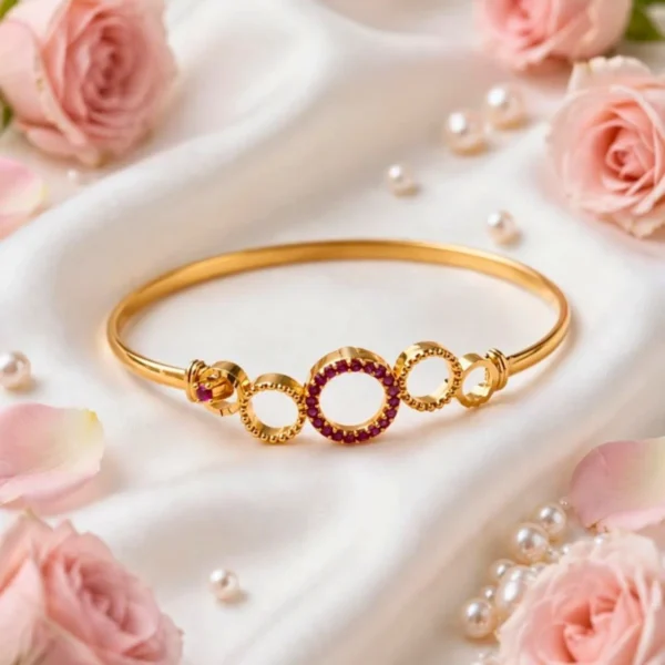Gold Plated with AD Stone Free Size (2.6,8 and10) Bracelet Bangle - ADGB310