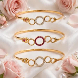 Gold Plated with AD Stone Free Size (2.6,8 and10) Bracelet Bangle - ADGB310