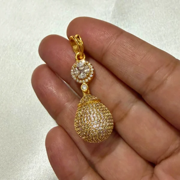 Gold Plated With AD Stone Big Size Pendant - ADGP307