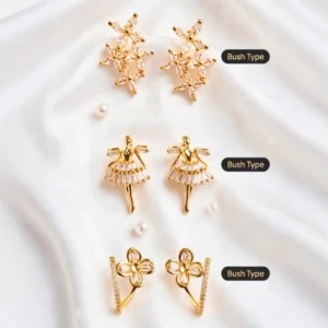 Gold Plated Fancy Design Stud Earrings with Back Bush Type - ADGE321