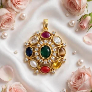 Gold Plated With Multi Color Big Size Pendant - ADGP322