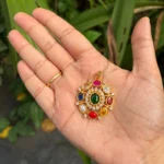 Gold Plated With Multi Color Big Size Pendant - ADGP322