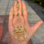 Antique Bird Design with Multi color Stone Necklace - ADAN327