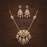 Antique Bird Design with Multi color Stone Necklace - ADAN327