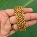 Gold Plated Floral Design Solid Bangles (Set of 4) - ADGB329