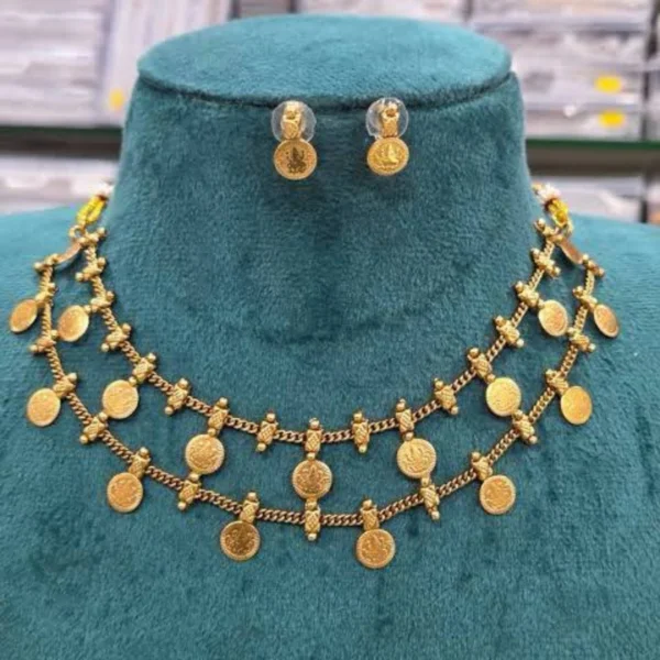 Antique Lakshmi Coin Double Layer Necklace - ADAN330