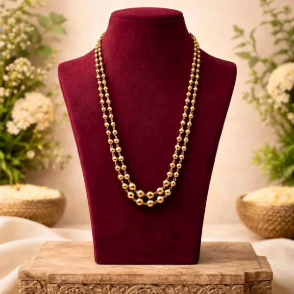 Gold Plated 24inc Double Layer Ball Necklace (Mani Mala) - ADGN331